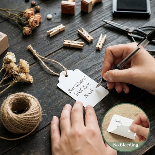 Image of SallyFashion 300PCS Gift Tags with String Attached, 1.6 x 2.8 inch Kraft Paper Hang Tags for Clothes DIY Crafts Wedding Holiday (White)