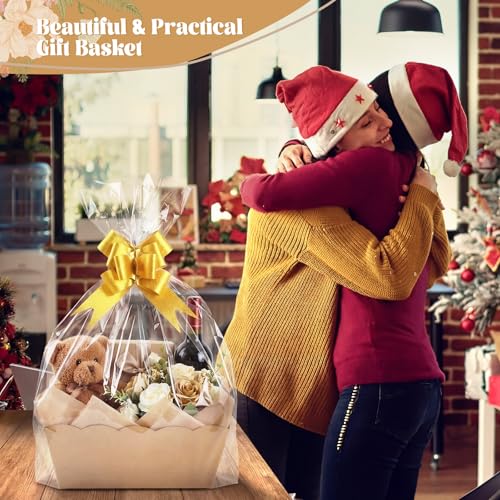 Image of Fuyoooo 8 Pack Kraft Gift Baskets Empty, 10 inch X 8 inch Scalloped with Handle