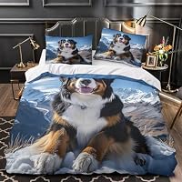 JQKZXNHPDR Bernese Montagna Dog Set Di Copripiumino morbida microfibra 3 Pezzi stampa di 3D con federa Outdoor Adventure Set Di Copripiumino cerniera soffice traspirante for bambini King(220x240cm
