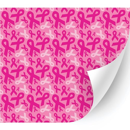 HTV4U Breast Cancer Awareness Patterned Heat Transfer Vinyl (Pink Breast Cancer Ribbon, 13.5