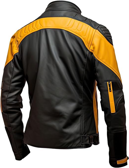 Image of Men's Biker Multi Color Leather Jacket, Leather Biker Jacket for Men, Faux Leather Biker Bomber Jacket