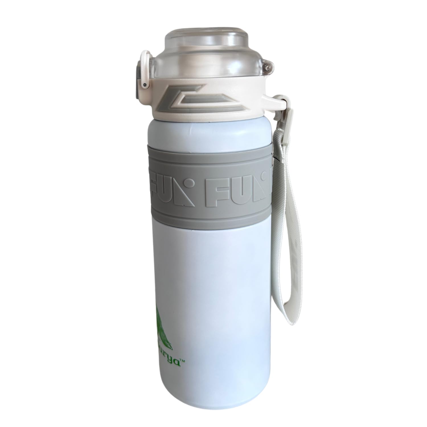 Insulated Stainless Steel Water Bottle with push-button lid with lock and Straw for Sports and Travel, BPA-Free Sports Water Bottle, 22 oz (White, 22 oz)