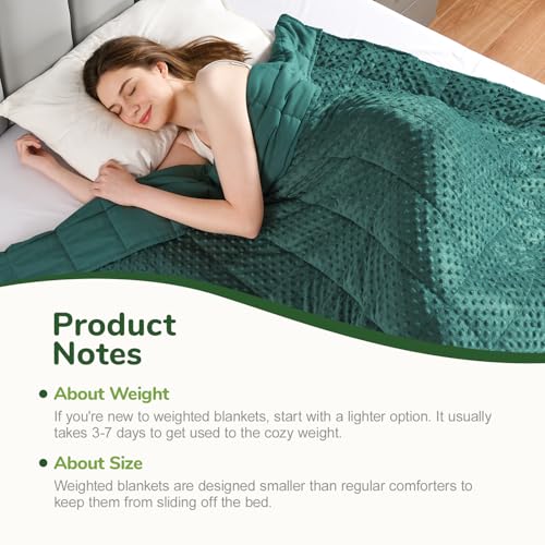 Image of Sivio Weighted Blankets for Adults, Soft Minky Heavy Blanket for Calm Sleeping, Brethable Cooling Weighted Throw Blanket for Men and Women, Dark Green, 60 x 80in, 20lbs