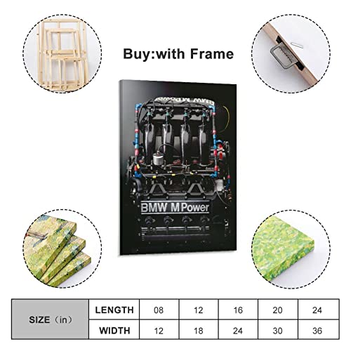 Vintage Bmw Power M3 E30 Super Racing Canvas Painting Poster Print Wall Art Picture Canvas Painting Posters And Prints Wall Art Pictures For Living Room Bedroom Decor 24X36Inch(60X90Cm) Frame-Style-1 #TOP1