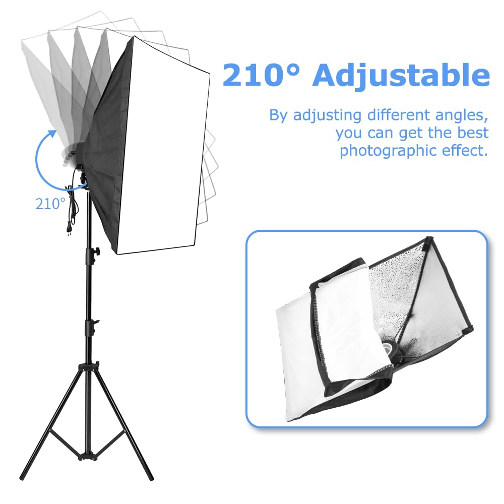 Studio Photo Et Éclairage, Zingbabu 0.5x0.7m Softbox Studio Photo Kit, 2x3m Backdrop Stand, 1.8x2.8m Toile de Fond, Steady Umbrella Kit Eclairage Photo Light