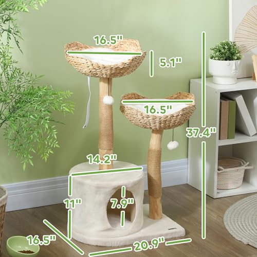 Árbol para gatos PawHut de 37 pulgadas para interiores miniatura 7