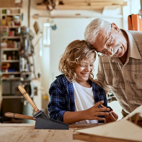 Relaxdays Kehrgarnitur für Kaminofen, Kehrblech & Handfeger, Eisen und Holzgriff, Juteborsten, Kaminset, schwarz/braun – Bild 4