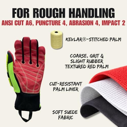 Cestus 3207, 1 Pair Impact Work Gloves, Coarse Palm, ANSI Cut A6, Small - 2