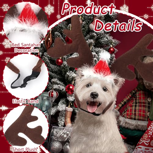Weihnachten Haustier Stirnband, Rentier Hunde Weihnachtskostüm Weihnachtsmütze Hund Elch Weihnachten Geweih Haarreif Mit Weihnachtsmütze Für Hunde Katzen