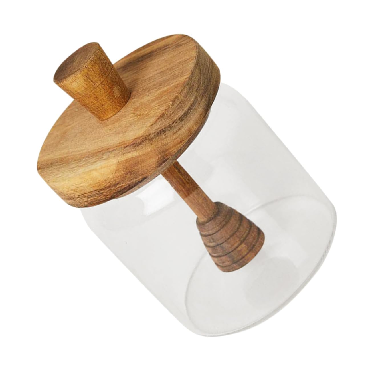 PRETYZOOM Honey Pot Glass with Wooden Dipper Transparent Honey Storage Container for Syrup Stylish Kitchen Decor present for Friends and Family