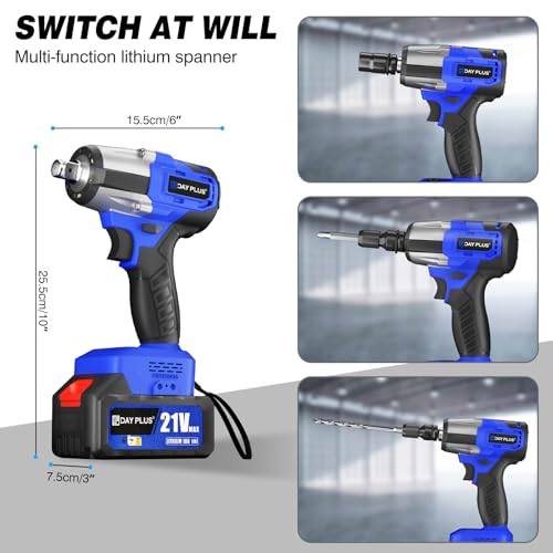 2-in-1 Cordless Brushles Power Impact Wrench, 21V Electric Brushless Impact Driver 420N.m. 1/2" Chuck High Torque 4pc Impact Drill Sockets Fast Charger & Home Tools Kit Set - Image 7