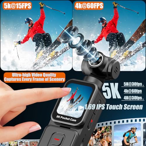 Image of Pocket Vlogging Camera 5K with Remote Control, 64GB Card
