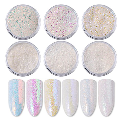 Mezerdoo 6pcs Unicorn Aurora Nail Art Glitter Powder Set White Sequins Mermaid Dust Small Flakes Decorations for DIY Nails Glitters Mezerdoo 6pcs Unicorn Aurora Nail Art Glitter Powder Set White Sequins Mermaid Dust Small Flakes Decorations for DIY Nails Glitters