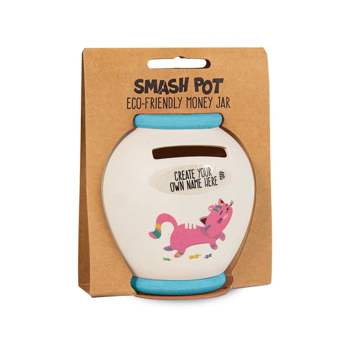 History & Heraldry Personalised Bamboo Smash Pot Money box (Kittens blank with sticker)