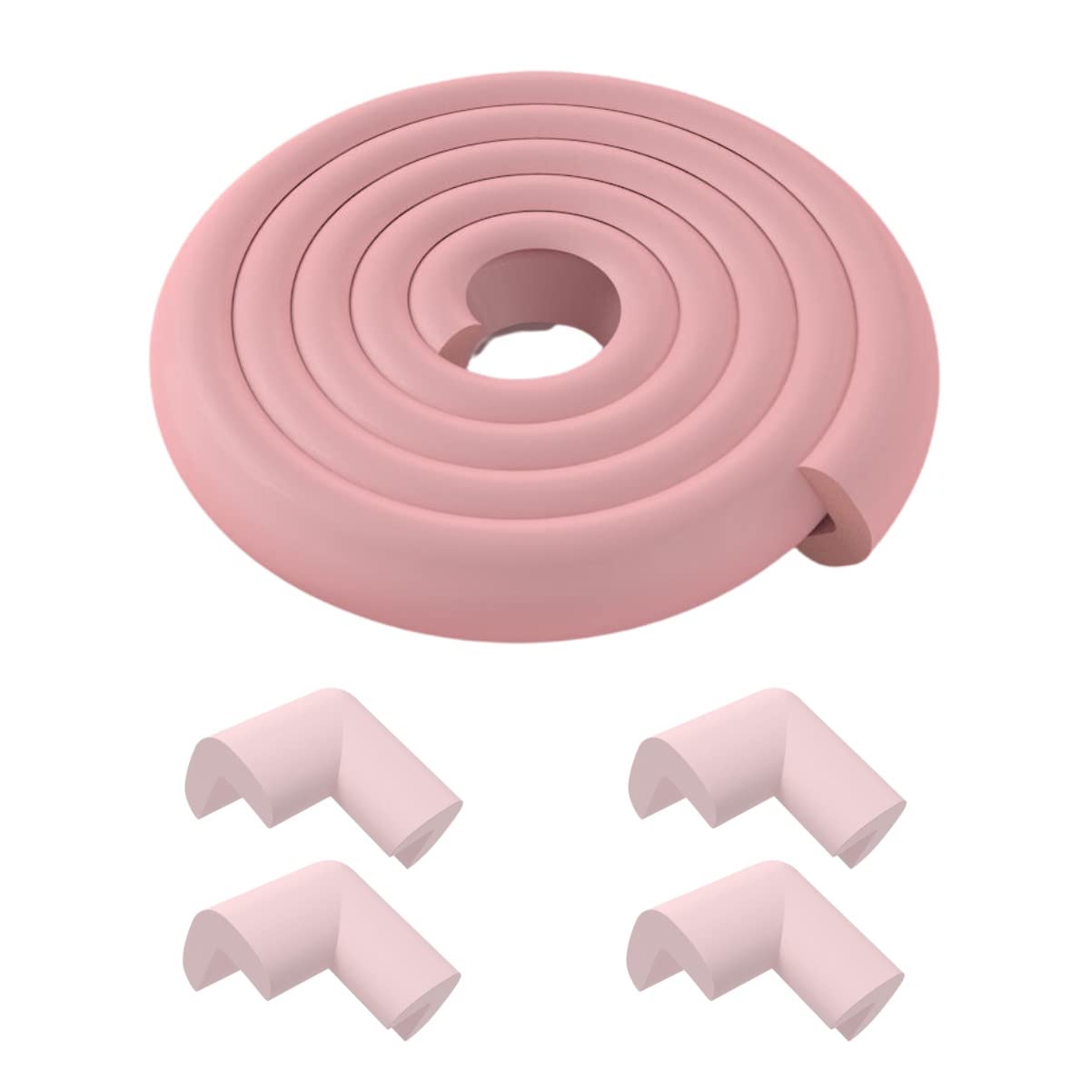 GUCHIGU Pre-Taped Furniture Edge Guard and Corner Protector - 2.5ft Edge (75 cm) + 4 Corner Guards for Baby Proofing & Child Safety (Pink)