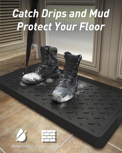 Heavy Duty Rubber Waterproof Boot Tray for Entryway - 16x27.5 Inches