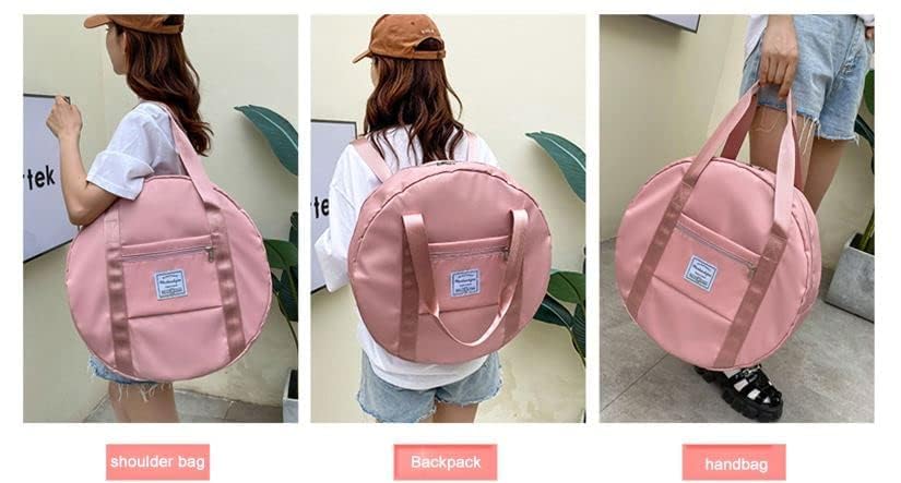 Image of Barebeauty Round Shape Duffle Travelling Bag | Large Capacity Foldable Shoulder Bag with Zipper Pocket | Lightweight Handbag for Shopping, Gym, Travel & Daily Use