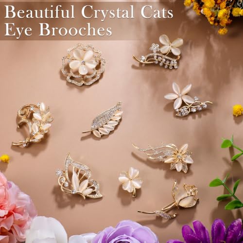 Image of Junkin 12 Pcs Women Brooches Bulk Set Rhinestone Pin Crystal Vintage Brooch Retro Pin Women Girls Gifts for Christmas