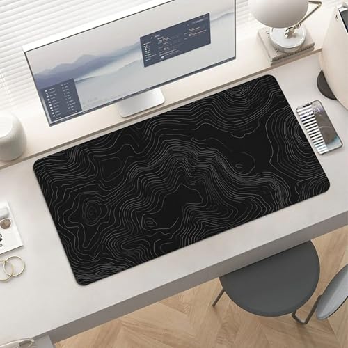 Image of Minimalist Topographic Map Extended Gaming Mouse Pad, with Stitched Edges Large Mouse Pad Desk Protector, Rubber Base Mousepad Keyboard Mouses Mat for Work Game Office Home- 32 inch X 16 inch Inch