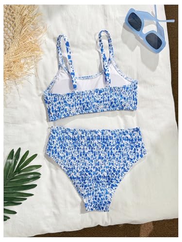 Girl's Ditsy Floral Bikini Set Spaghetti Strap Smocked Bathing Suit Two Piece Swimsuit2