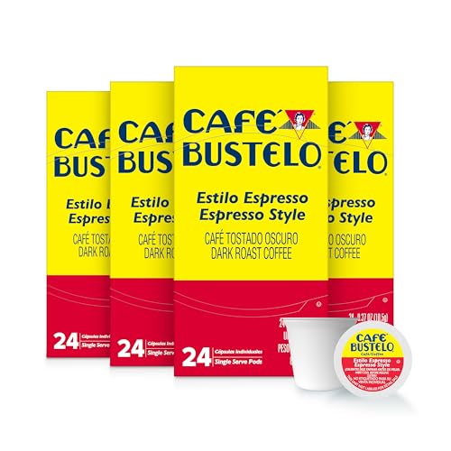 Café Bustelo Espresso Style Dark Roast Coffee, Single Serve Pods, 24 Count (Pack of 4)