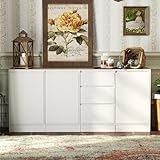 Photo Gallery dezagce credenza a 3 cassetti, a 3 porte, con ripiani, credenza multifunzionale, per soggiorno, cucina, corridoio, 80 x 180 x 35 cm, mdf, bianco Photo Gallery dezagce credenza a 3 cassetti, a 3 porte, con ripiani, credenza multifunzionale, per soggiorno, cucina, corridoio, 80 x 180 x 35 cm, mdf, bianco