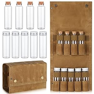 TOBWOLF Tragbare Gewürztasche mit 9 Gewürzgläsern, Gewürz-Aufbewahrungstasche aus Segeltuch, Gewürzflaschenhalter mit…