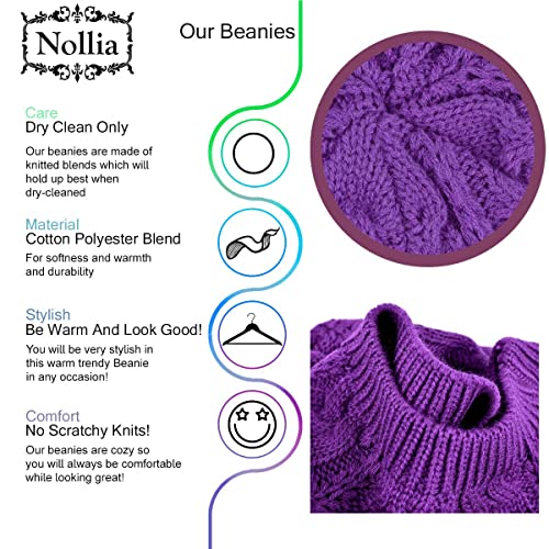 Image of Nollia Soft Knit Solid Color Beanie, Chic, and Lightweight Crochet Knitted Style Beanie Hat for Women, One Size Slouchy Hat