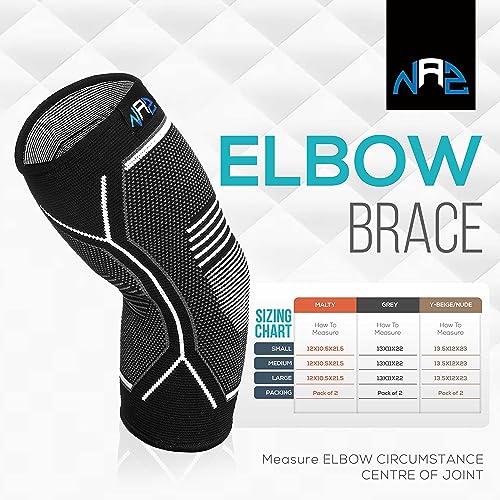 NAZ Tennis Elbow Brace for Men and Women with Elbow Support for Joint Pain During Workout, Elbow Compression Sleeve of Tennis Elbow Brace for Women (1 Pair)(Grey)