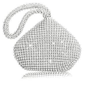 Vistatroy Women’s Evening Bag Sparkly Rhinestone Triangle Designer Chain Clutch Purse for Party Prom Wedding (A Silver)