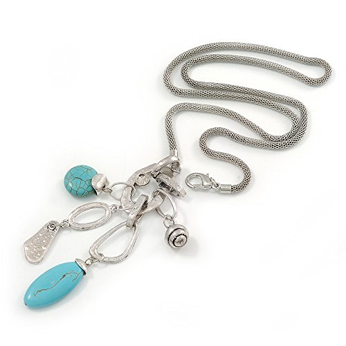 Chaîne maille avec perle turquoise pour allonger la silhouette et habiller un décolleté