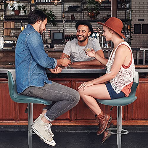 Outfine Adjustable Swivel Bar Stool Pu Leather Height Adjustable Set Of 2 With Footrest, Contrast Color And Split Joint Design, Counter Height Swivel Stool Kitchen Counter Set Of 2 (Blue-Grey) #TOP1