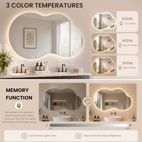 24" x 40" Irregular Backlit Bathroom Mirror, Anti-Fog - Image 4