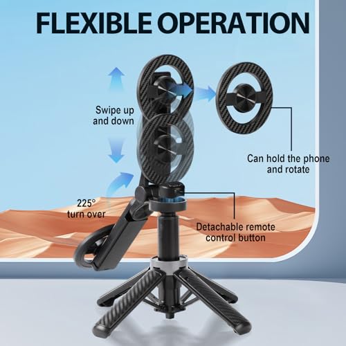 4-in-1 Multifunctional Magnetic Selfie Stick,360° Rotation Phone Tripod, Portable Extendable Mag Tripod,for Video Recording & Vlog,Portable Pocket Size for iPhone & Android（Black）