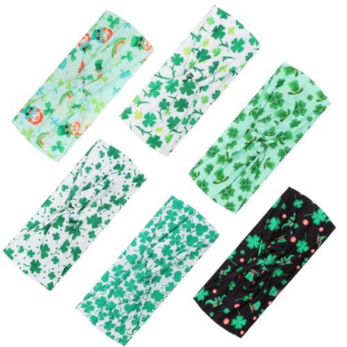 Image of Kachanaa 6 Packs St. Patrick's Day Headbands for Women Elastic Non-Slip Green Irish Shamrock Hat Hair Accessories for Party and Gifts