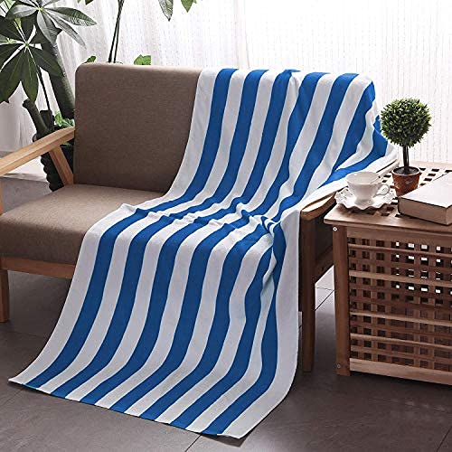 Exclusivo Mezcla 2 Pack Cotton Oversized 35x70 Inches Cabana Stripe Beach Towels, Super Absorbent Soft Plush Pool Towel, Bath Towel (Ocean Blue) - Thumbnail 5