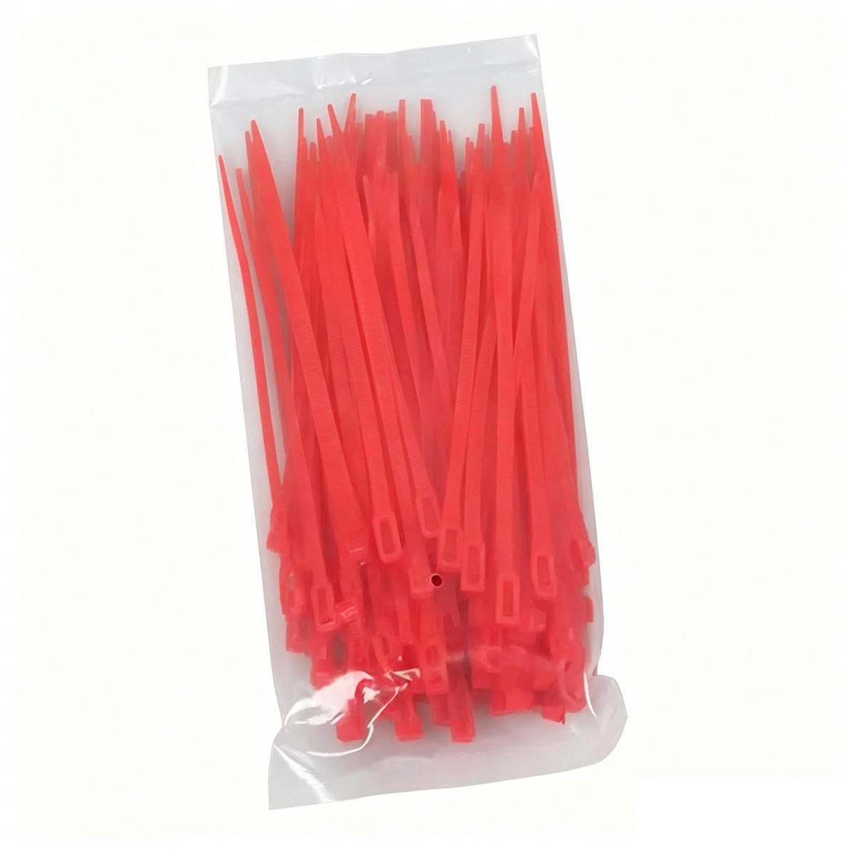 100Pcs Reusable Nylon Cable Ties, Removable Lock Loop, Recyclable, Mixed Colours, Black & White-100pcs Red-4x150mm