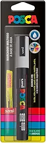 POSCA, UNI, Caneta Marcador PC-5M, Ponta Média, traço de 2,5mm a 6,8mm, Branca, Blister com 1 Unidade