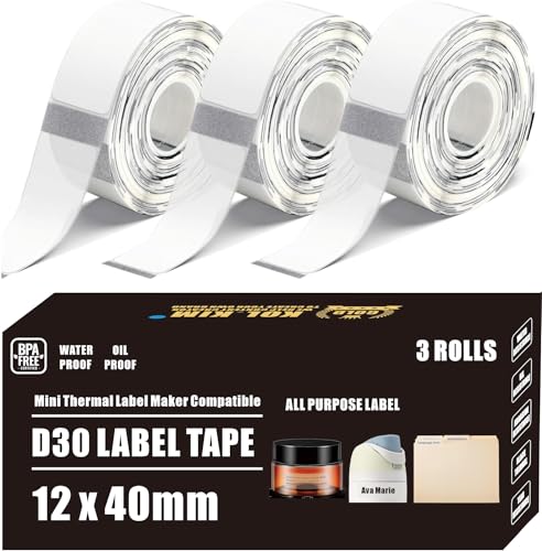 Image of 12x40mm Thermal Label Tape Clear for Phomemo D30 Label Tapes 3 Rolls
