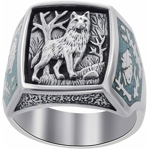 Bague loup argent style Sud-Ouest, bague bijoux homme femme pour look motard taille 6-10