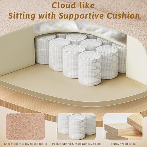 Image of Wider Seat Office Chair with Flip Armrests for Criss Cross Legged&Cats, Big and Tall Executive Ergonomic Reclining Chair with Footrest&Lumbar Pillow, Teddy Fleece Desk Chair, Brown Vanity Chair
