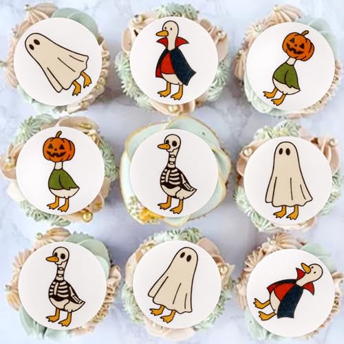 40 obleas comestibles de Halloween para cupcakes, decoración infantil de papel de ganso tonto 1