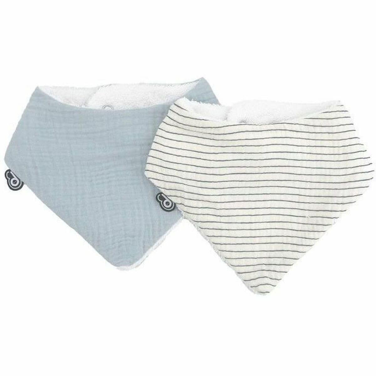 Domiva - Set of 2 Cotton Gauze Striped Bandana Bibs Blue