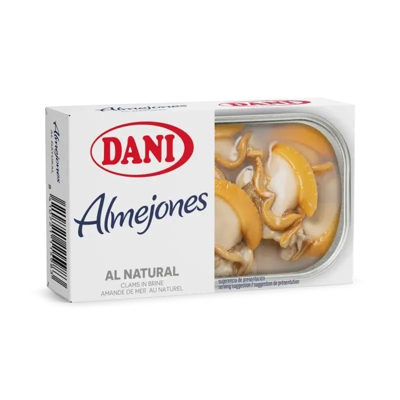 Almejones al Natural DANI 111g – Conserva Gourmet de Marisco, Sabor Delicado y Textura Suave, Almejones Seleccionados Listos para Consumir, Receta Tradicional Mediterránea