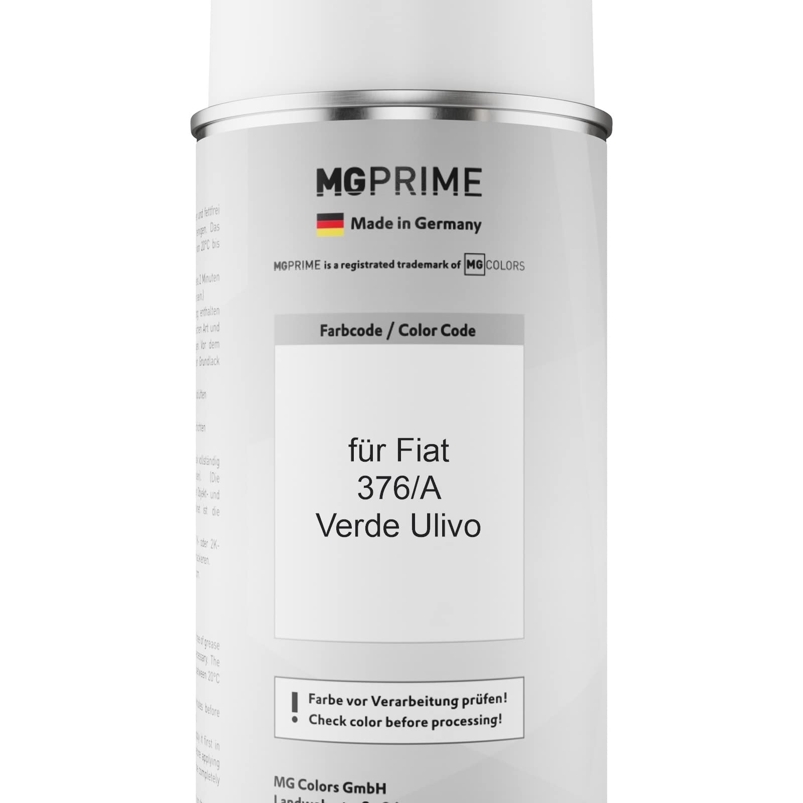 MG PRIME Vernice Per Auto Kit Bombolette Spray 2K Per Fiat 376/A Verde Ulivo Bomboletta A Spruzzo Vernice Di Base 2 Componenti Vernice Trasparente