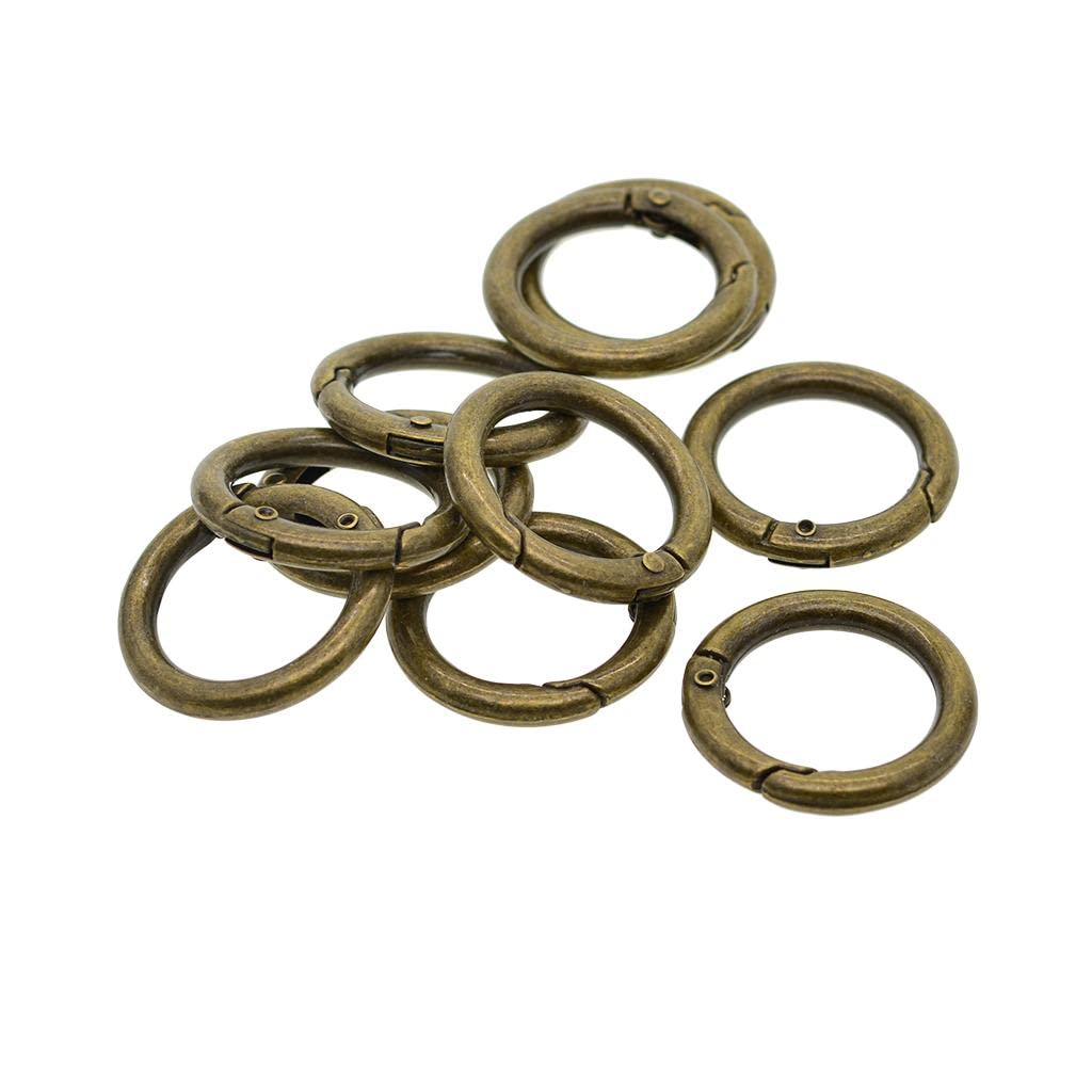 10 set da 10 pezzi 28 mm rotondi a molla moschettone portachiavi portachiavi bronzo