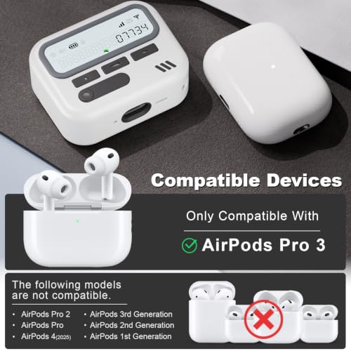 Image of for AirPods Pro 3 Case with Safty Lock,Retro Inspired Pager Style (White)