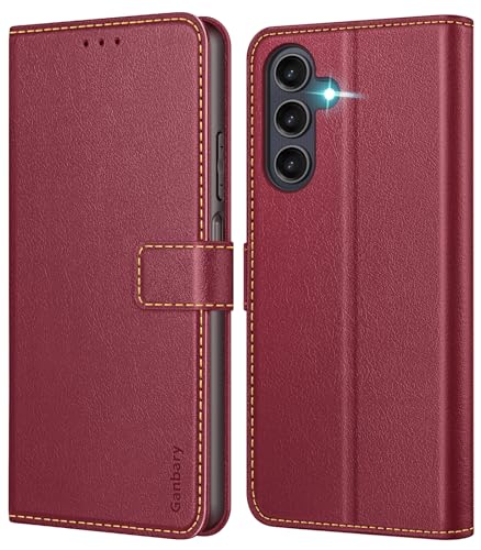Ganbary Cover Compatibile con Samsung Galaxy A25 5G, Premium Pelle PU Flip Libro Custodia per Samsung Galaxy A25 5G [Protezione Completa] [Slot per Scheda] [Funzione di Supporto], Borgogn