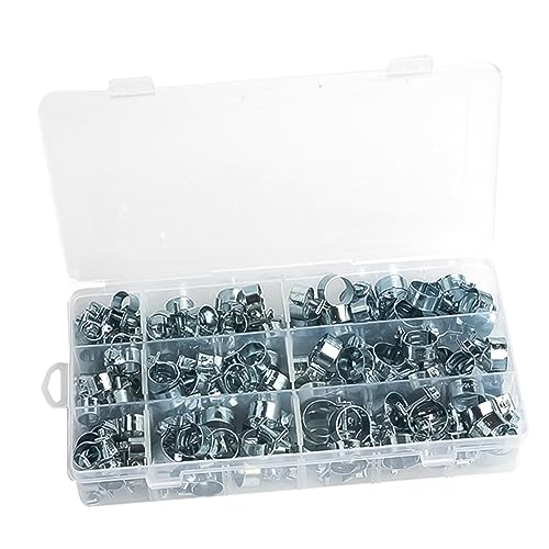 Mipcase Mini Spring Band Clamps 135pcs Metal Hose Clamps Zinc Plated Universal Size Marine Grade for Water Line