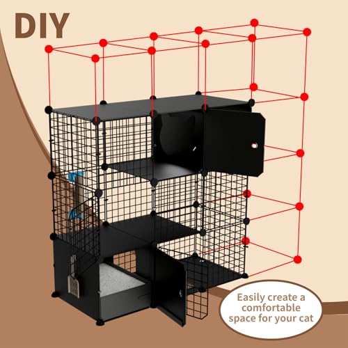 STILLCOVE Cat Cages Indoor with Litter Box: Large Cat Enclosure Pet Playpen Kitten Crate Detachable Wire Kennel with Scratching Post & Litter Mat & Scoop by STILLCOVE - Image 7